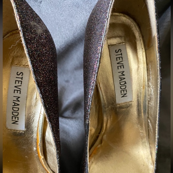 Steve Madden glitter pumps pink black platform size 8 5 1/2” heel 1” platform - Picture 6 of 11